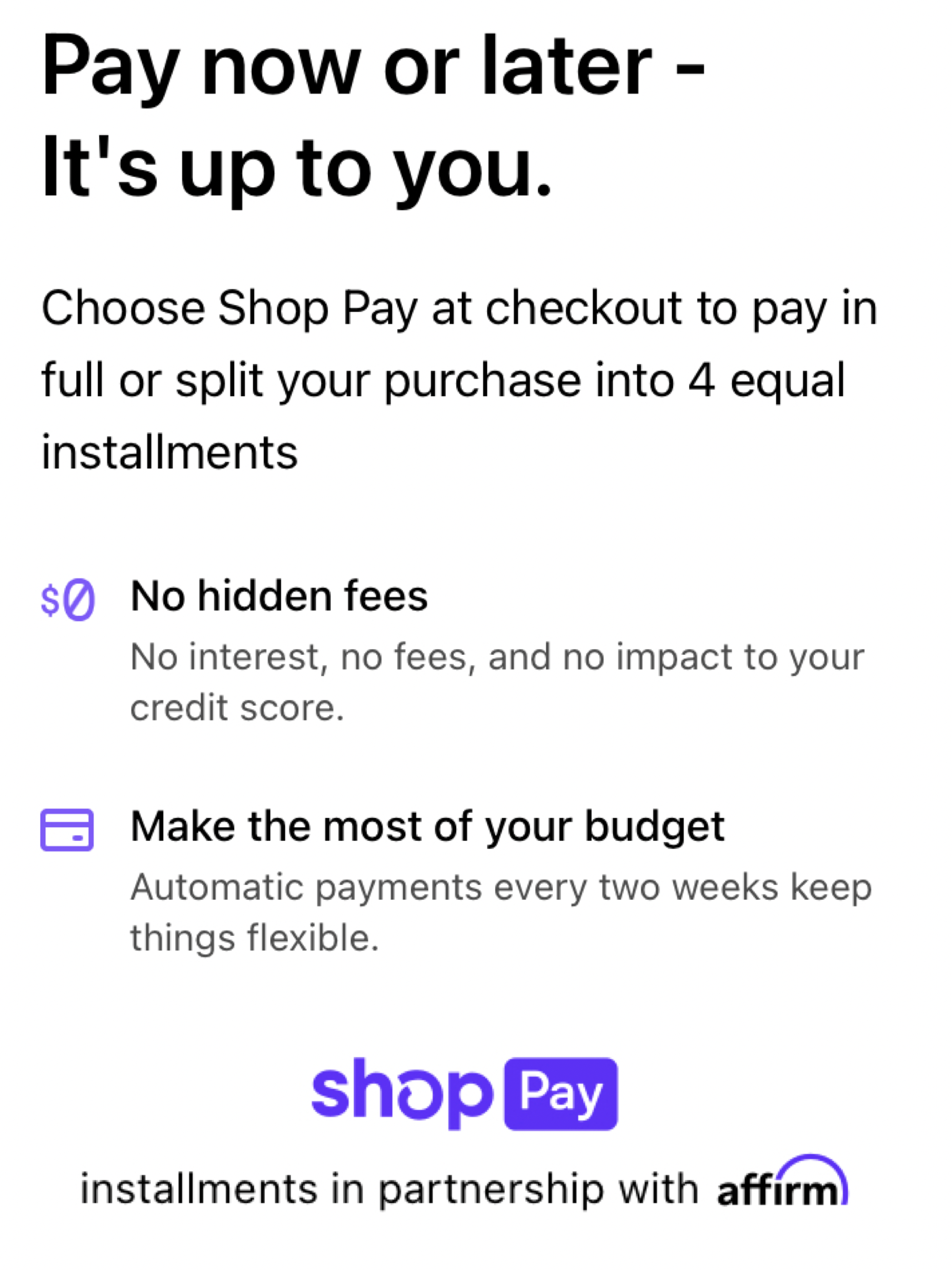 SHOP PAY, BUY NOW... PAY LATER.