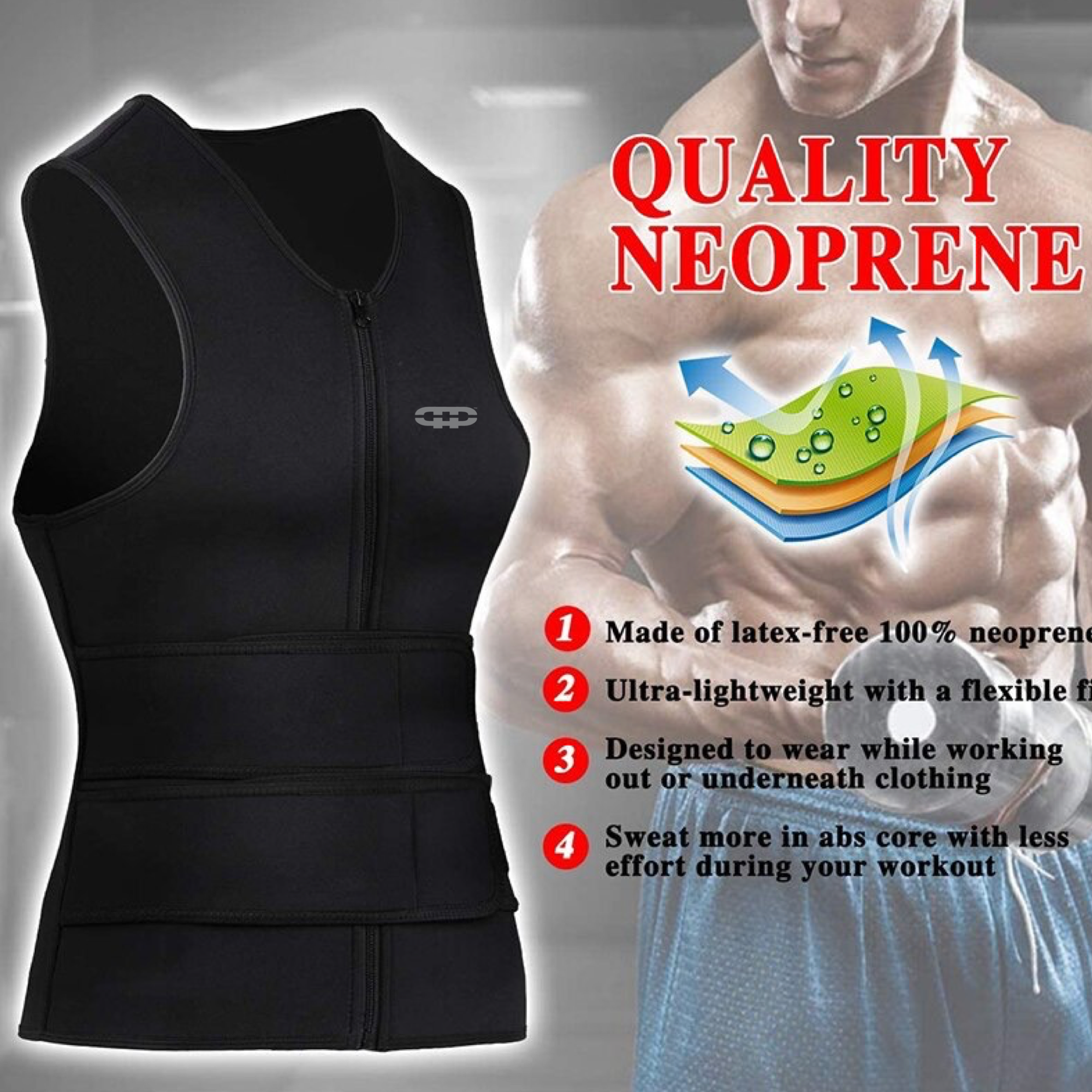 Neoprene Thermo Body Shaper Vest - SkyBlue / S